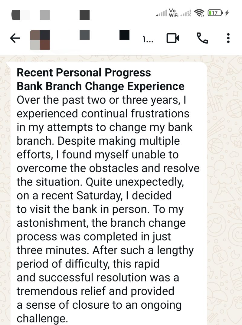 Client message — 2–3 years of failed attempts, resolved in 3 minutes.